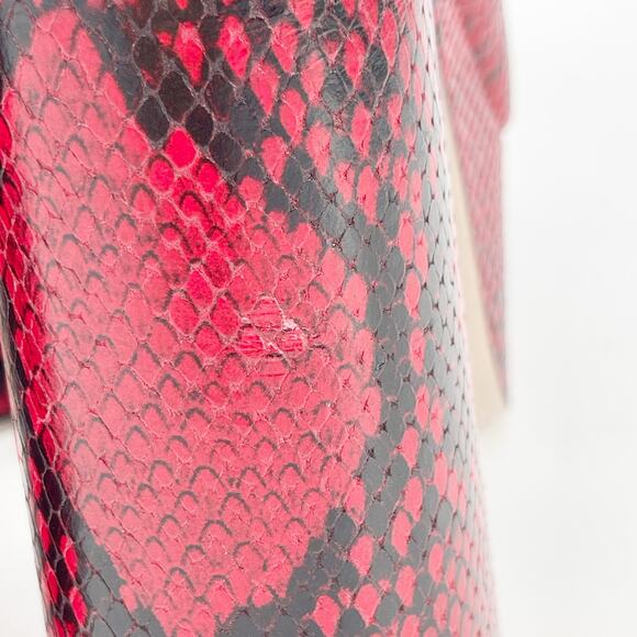 Miu Miu Red Black Snakeskin Embossed Leather Platform Block Heel Sandals IT 40 - Picture 11 of 13